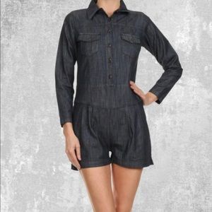 NWOT Black Denum Romper